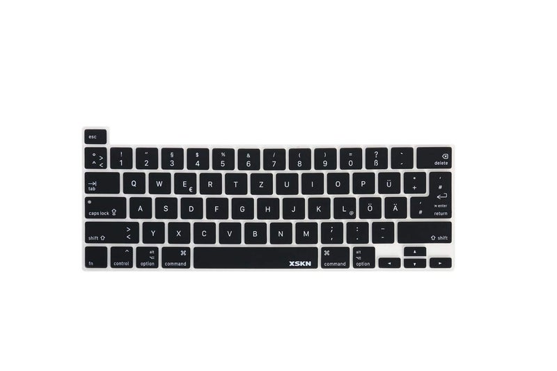 XSKN غطاء لوحة مفاتيح سيليكون أسود باللغة الألمانية لطرازات Touch Bar 2019 ماك بوك برو 16 بوصة A2141 2020 ماك بوك برو 13.3 بوصة A2251 A2289 A2338 M1 لوحة مفاتيح النسخة الشائعة في الولايات المتحدة والاتحاد الأوروبي - Image 1